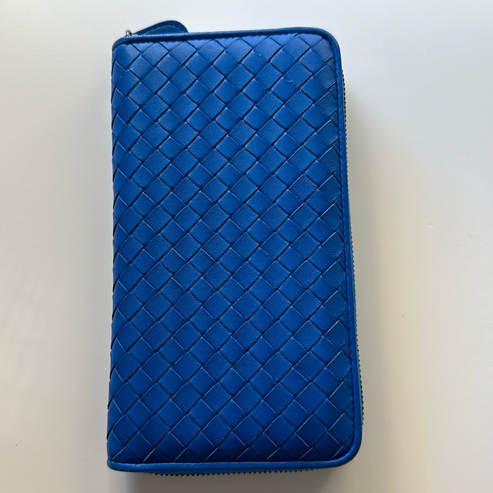 Bottega Veneta Blue Woven Wallet